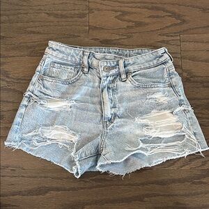 American Eagle Outfitters Blue Distressed Jean Shorts